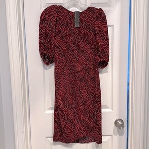 Banana Republic Women’s Dress Red and Black print with puff sleeves